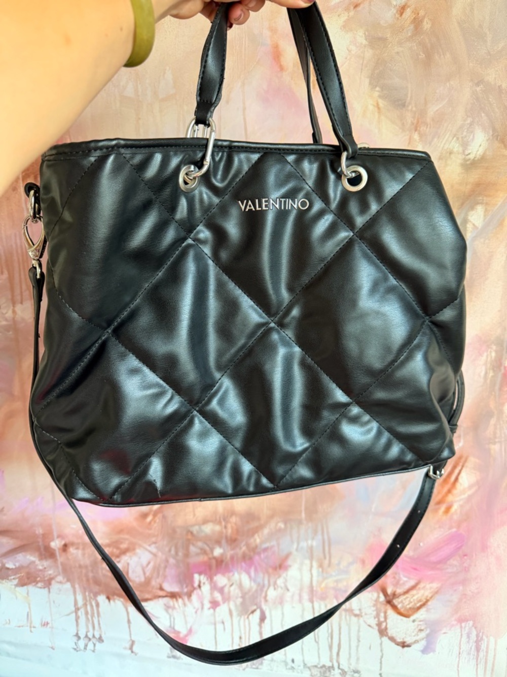 Valentino Black Quilted Leather Tote Bag